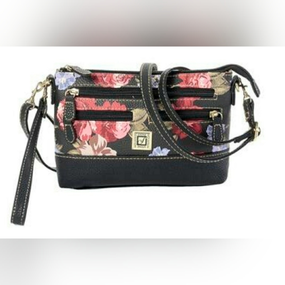 Stone Mountain Rose Bloom Floral Trifecta Leather Crossbody NWT